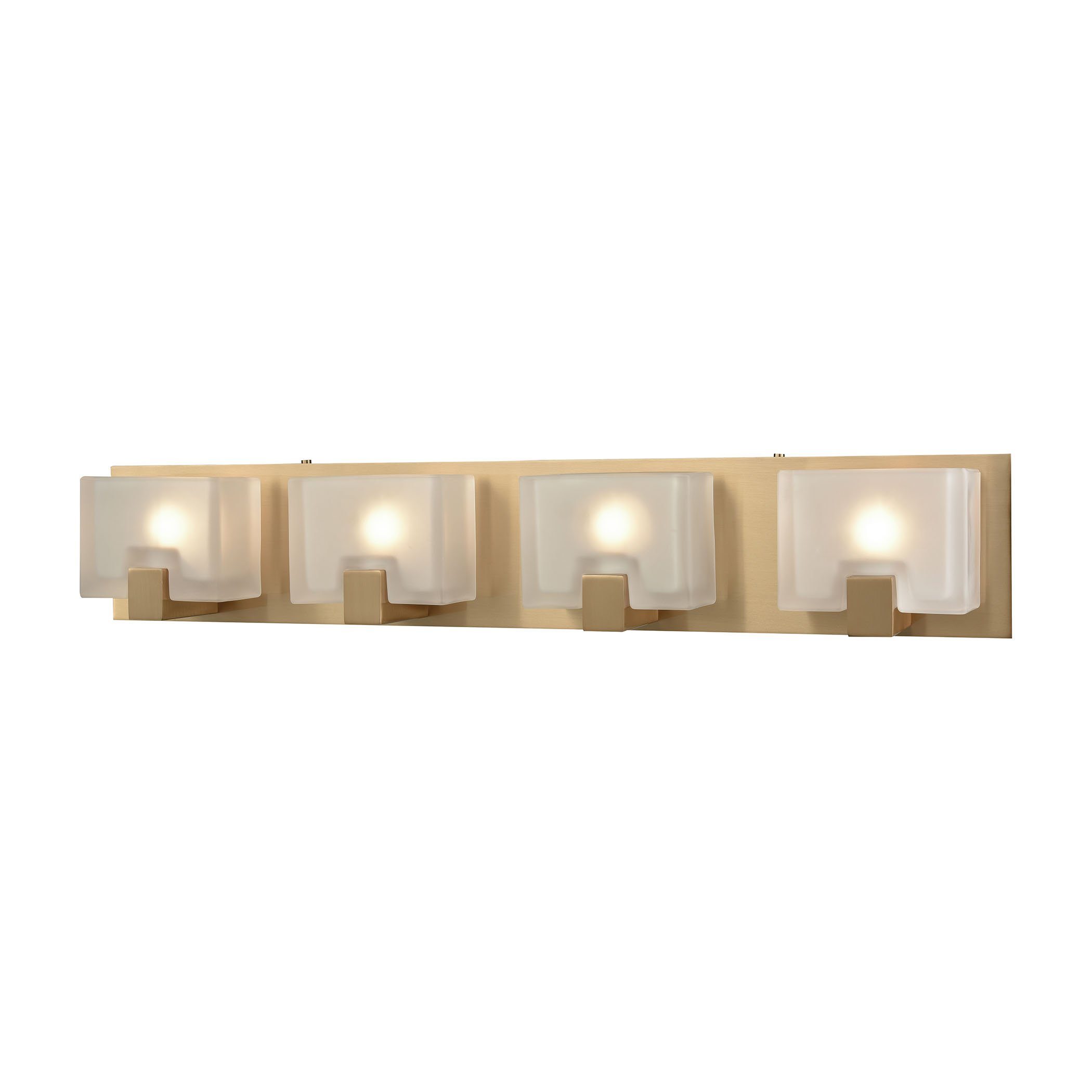 Ridgecrest 4 Light Vanity In Satin Brass With Frosted Cast Glass Wall Elk Lighting 