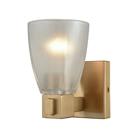 Ensley 1 Light Vanity In Satin Brass With Frosted Glass Wall Elk Lighting 