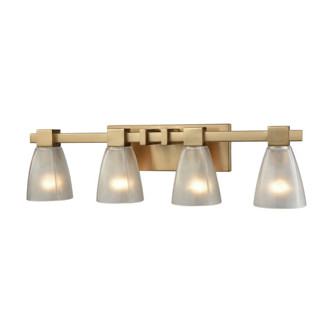 Ensley 4 Light Vanity In Satin Brass With Frosted Glass Wall Elk Lighting 