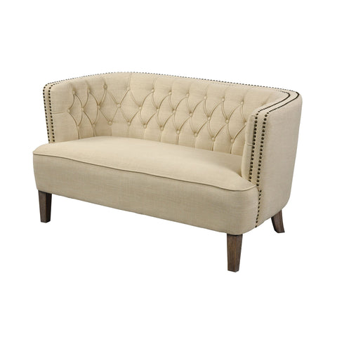 Stoke Love Seat in Cream Linen and Grey