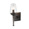 Marcellis 1 Light Wall Sconce in Dark Natural Iron with Clear Glass Wall Golden Lighting 