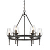 Marcellis 6 Light Chandelier in Dark Natural Iron with Clear Glass Ceiling Golden Lighting 
