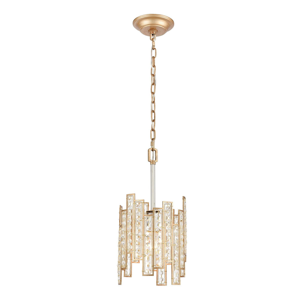 Equilibrium 1-Light Mini Pendant in Matte Gold with Clear Crystal Ceiling Elk Lighting 