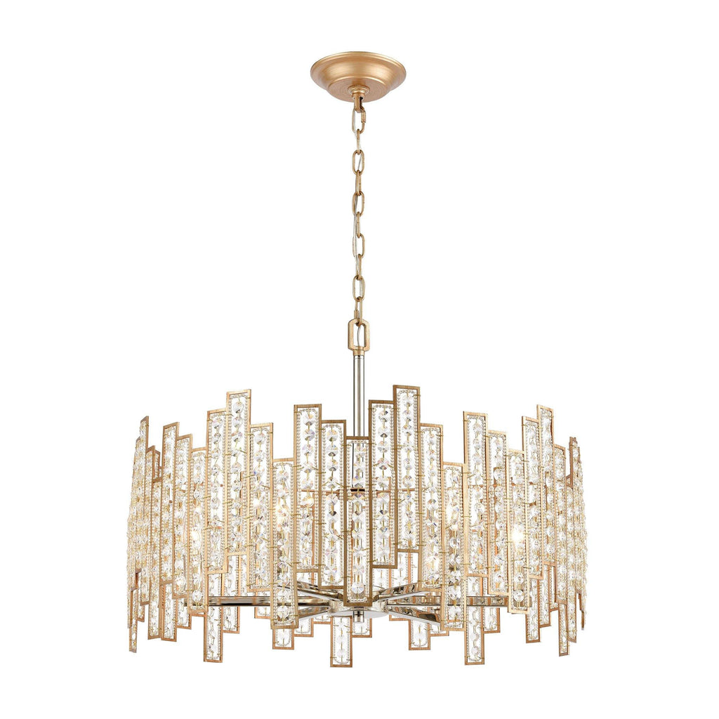 Equilibrium 6-Light Pendant in Matte Gold with Clear Crystal Ceiling Elk Lighting 