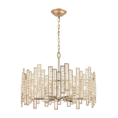 Equilibrium 6-Light Pendant in Matte Gold with Clear Crystal Ceiling Elk Lighting 