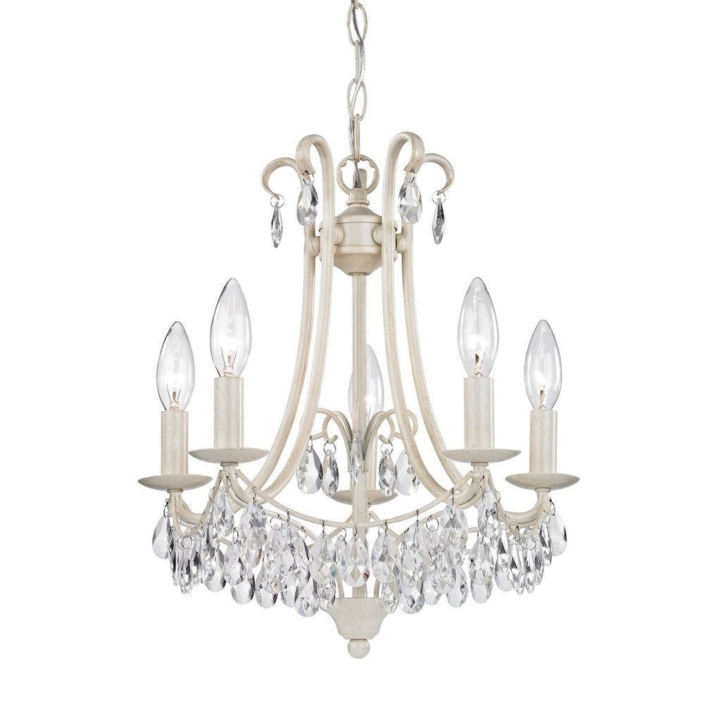 5 Light Mini Chandelier In Antique Cream And Clear Ceiling Sterling 