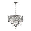 Crisanta 5-Light Pendant in Weathered Zinc with Clear Crystal Ceiling Elk Lighting 