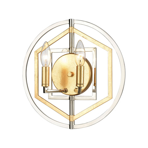Geosphere 2-Light ADA Sconce in Polished Nickel and Parisian Gold Leaf