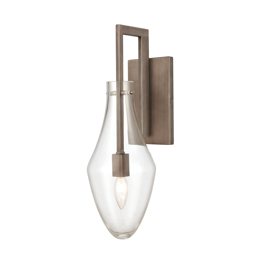 Culmination 1-Light Sconce in Weathered Zinc with Clear Glass