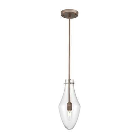 Culmination 1-Light Mini Pendant in Weathered Zinc with Clear Glass