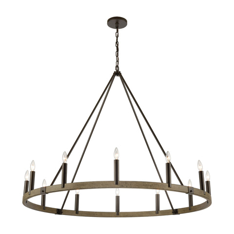 Transitions 12-Light Chandelier in Oil Rubbed Bronze and Aspen Finish