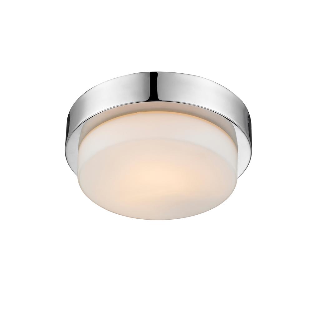 Contemporary 9"w Flush Mount in Chrome with Opal Glass Ceiling Golden Lighting 