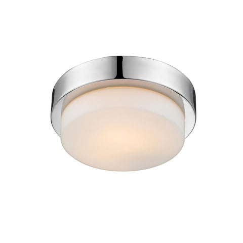 Contemporary 9"w Flush Mount in Chrome with Opal Glass Ceiling Golden Lighting 
