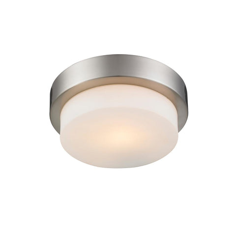Contemporary 9"w Flush Mount in Pewter with Opal Glass Ceiling Golden Lighting 