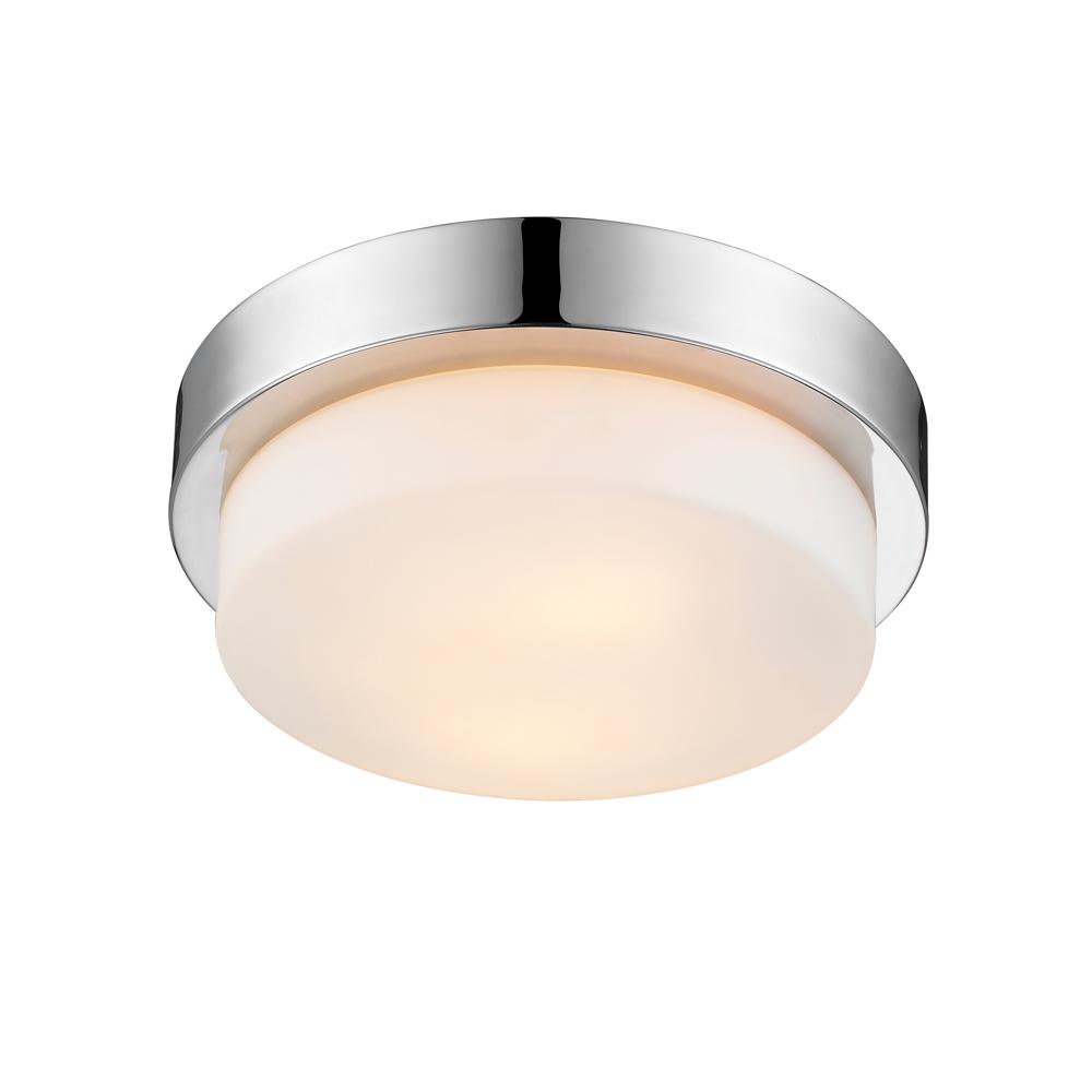 Contemporary 11"w Flush Mount in Chrome with Opal Glass Ceiling Golden Lighting 