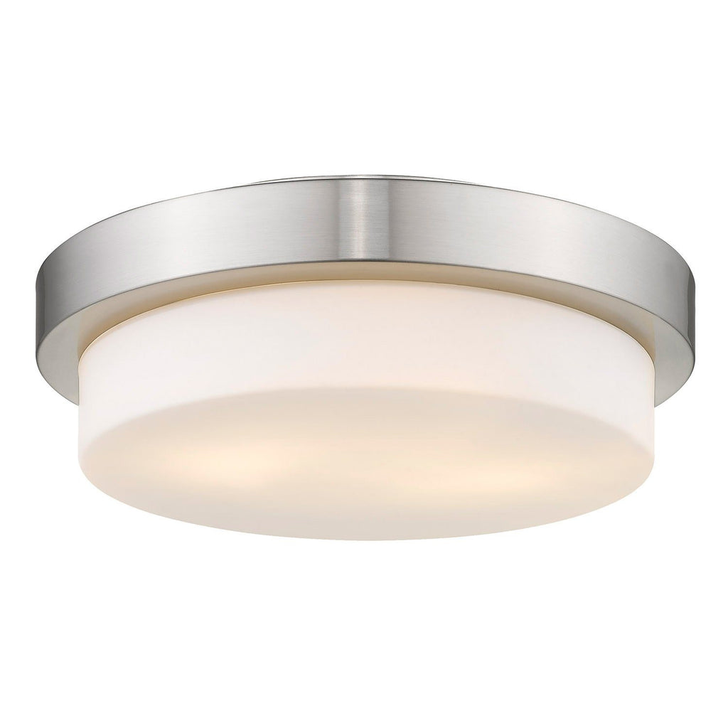 11"w Flush Mount in Pewter with Opal Glass Ceiling Golden Lighting 