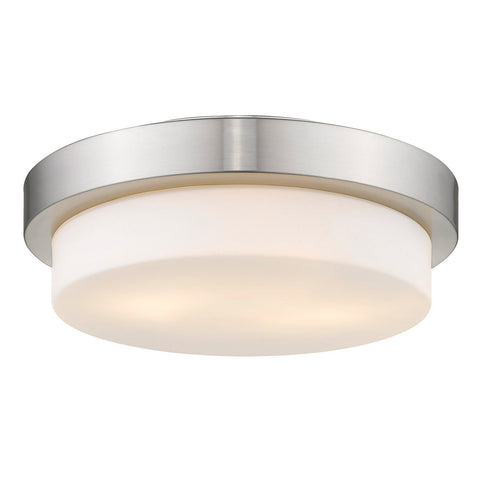 11"w Flush Mount in Pewter with Opal Glass Ceiling Golden Lighting 