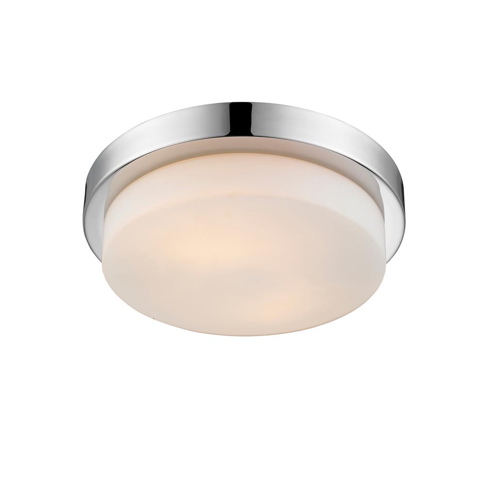 Contemporary 13"w Flush Mount in Chrome with Opal Glass Ceiling Golden Lighting 