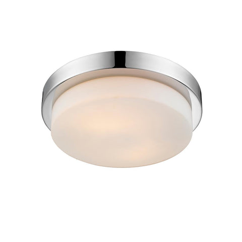 Contemporary 13"w Flush Mount in Chrome with Opal Glass Ceiling Golden Lighting 
