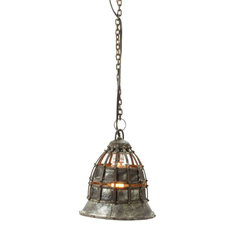 Flared Fortress 8" Mini Pendant In Distressed Silver Ceiling Dimond Home 