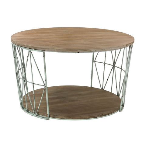 Round Wood And Metal Coffee Table FURNITURE Sterling 