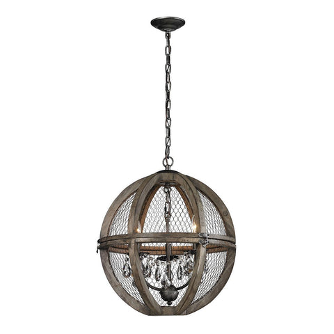 Renaissance Invention 18"w Wood And Wire Pendant Chandelier