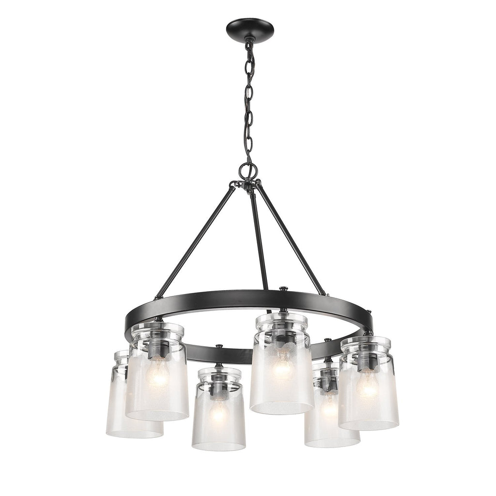 Travers BLK 6 Light Chandelier in Black Ceiling Golden Lighting 