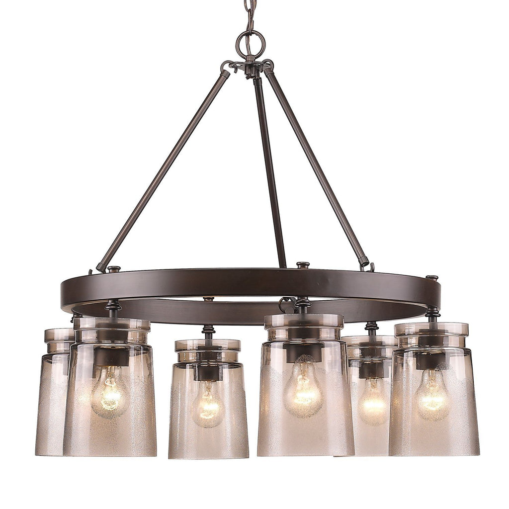 Travers 6 Light Chandelier in Rubbed Bronze Ceiling Golden Lighting 