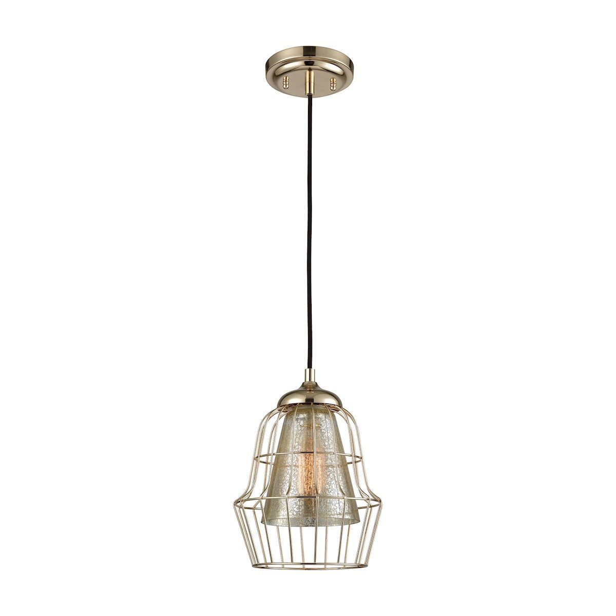 Yardley Pendant In Polished Gold With Mercury Glass Ceiling Elk Lighting 