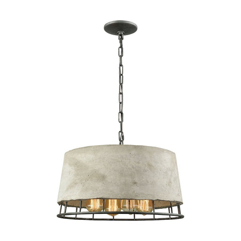 Brocca 4 Light Chandelier In Silverdust Iron With Concrete Shade Ceiling Elk Lighting 