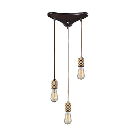 Camley 3 Light Pendant In Polished Gold And Oil Rubbed Bronze Ceiling Elk Lighting 