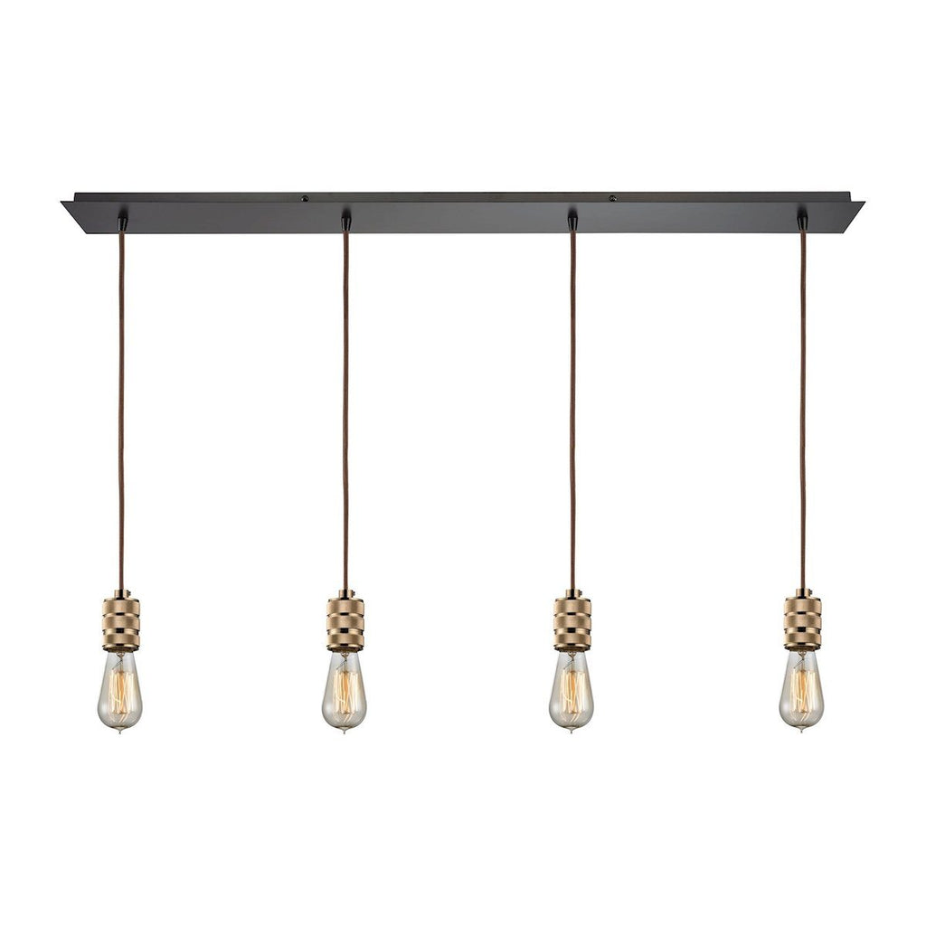 Camley 4 Light Pendant In Polished Gold And Oil Rubbed Bronze Ceiling Elk Lighting 