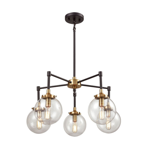 Boudreaux 5 Chandelier Matte Black/Antique Gold Ceiling Elk Lighting 