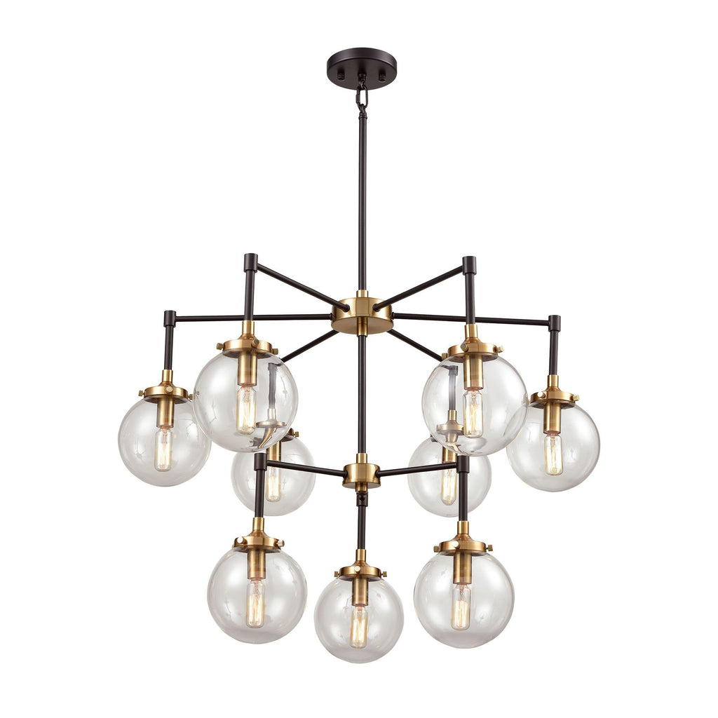 Boudreaux 9 Chandelier Matte Black/Antique Gold Ceiling Elk Lighting 