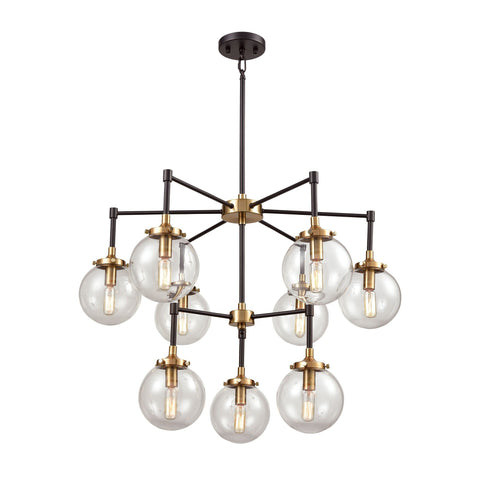 Boudreaux 9 Chandelier Matte Black/Antique Gold Ceiling Elk Lighting 