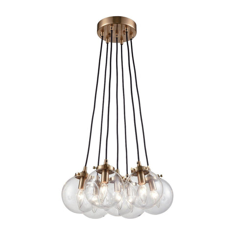 Boudreaux 7 Light Chandelier In Satin Brass With Clear Glass Ceiling Elk Lighting 