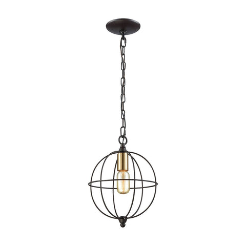 Loftin 1 Light Pendant In Oil Rubbed Bronze With Satin Brass Accents Ceiling Elk Lighting 