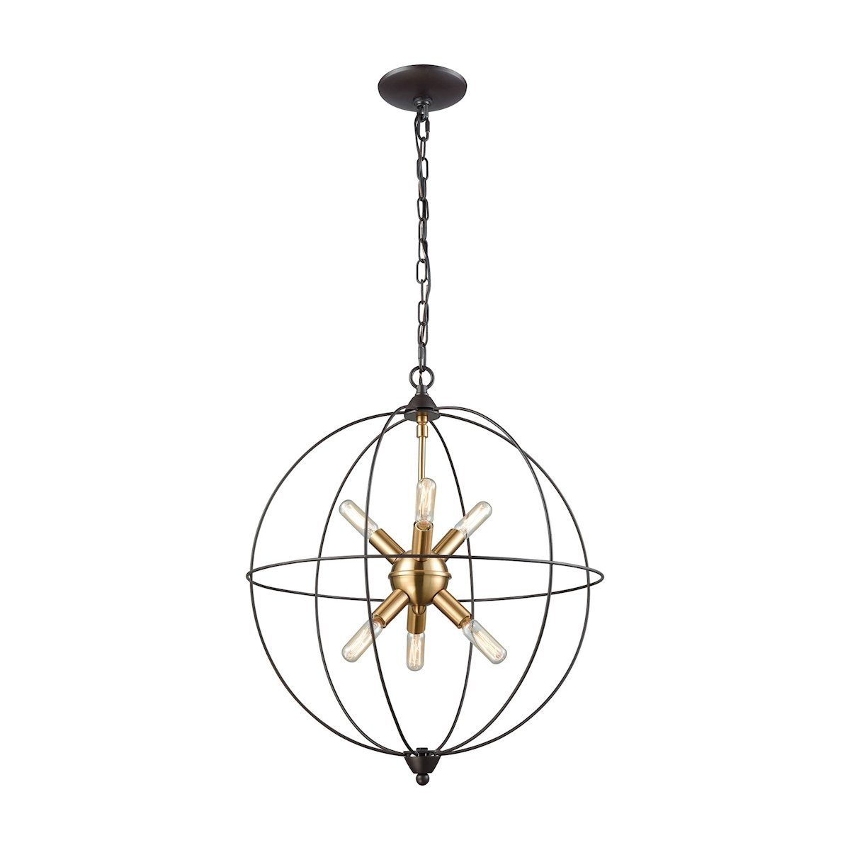 Loftin 6 Light Chandelier In Oil Rubbed Bronze With Satin Brass Accents Ceiling Elk Lighting 