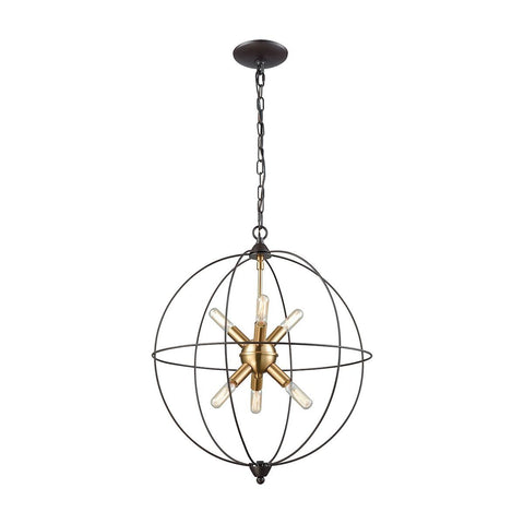 Loftin 6 Light Chandelier In Oil Rubbed Bronze With Satin Brass Accents Ceiling Elk Lighting 