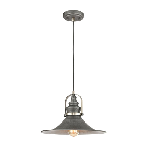 Carbondale 1-Light Pendant in Slate Mist and Satin Nickel with Slate Mist Metal Shade