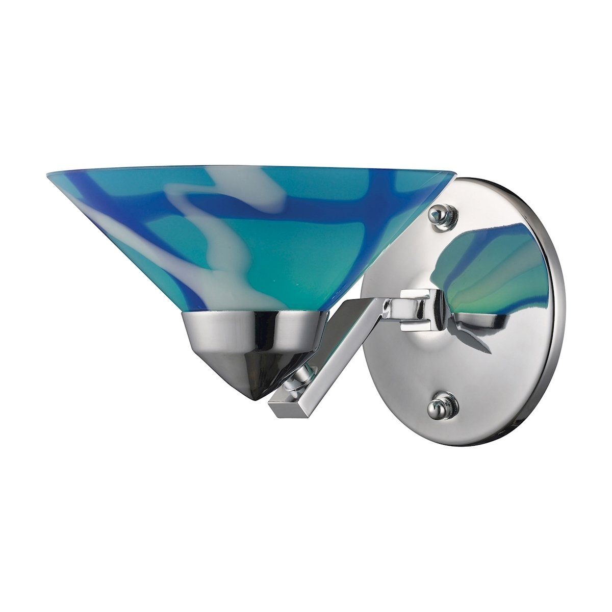 Refraction 1 Light Wall Sconce In Polished Chrome And Carribean Glass Wall Sconce Elk Lighting 