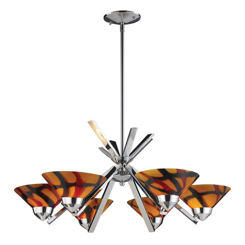 Refraction 6 Light Chandelier In Polished Chrome And Jasper Glass Ceiling Elk Lighting 