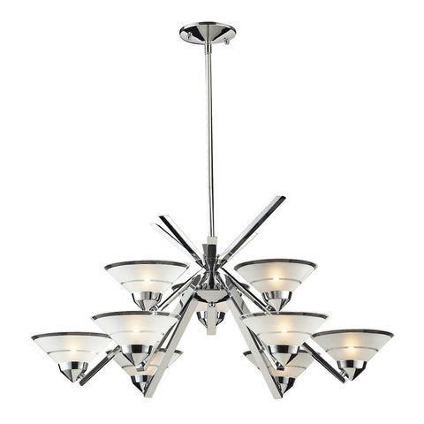 Refraction 9 Light Chandelier In Polished Chrome Ceiling Elk Lighting 