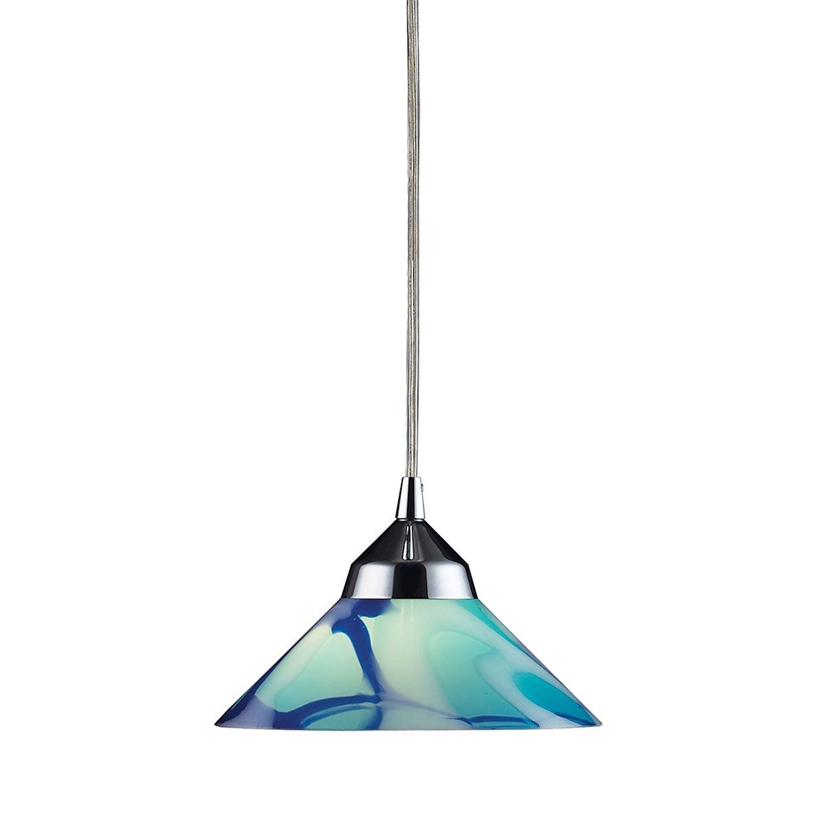 Refraction Pendant In Polished Chrome And Caribbean Glass Ceiling Elk Lighting 