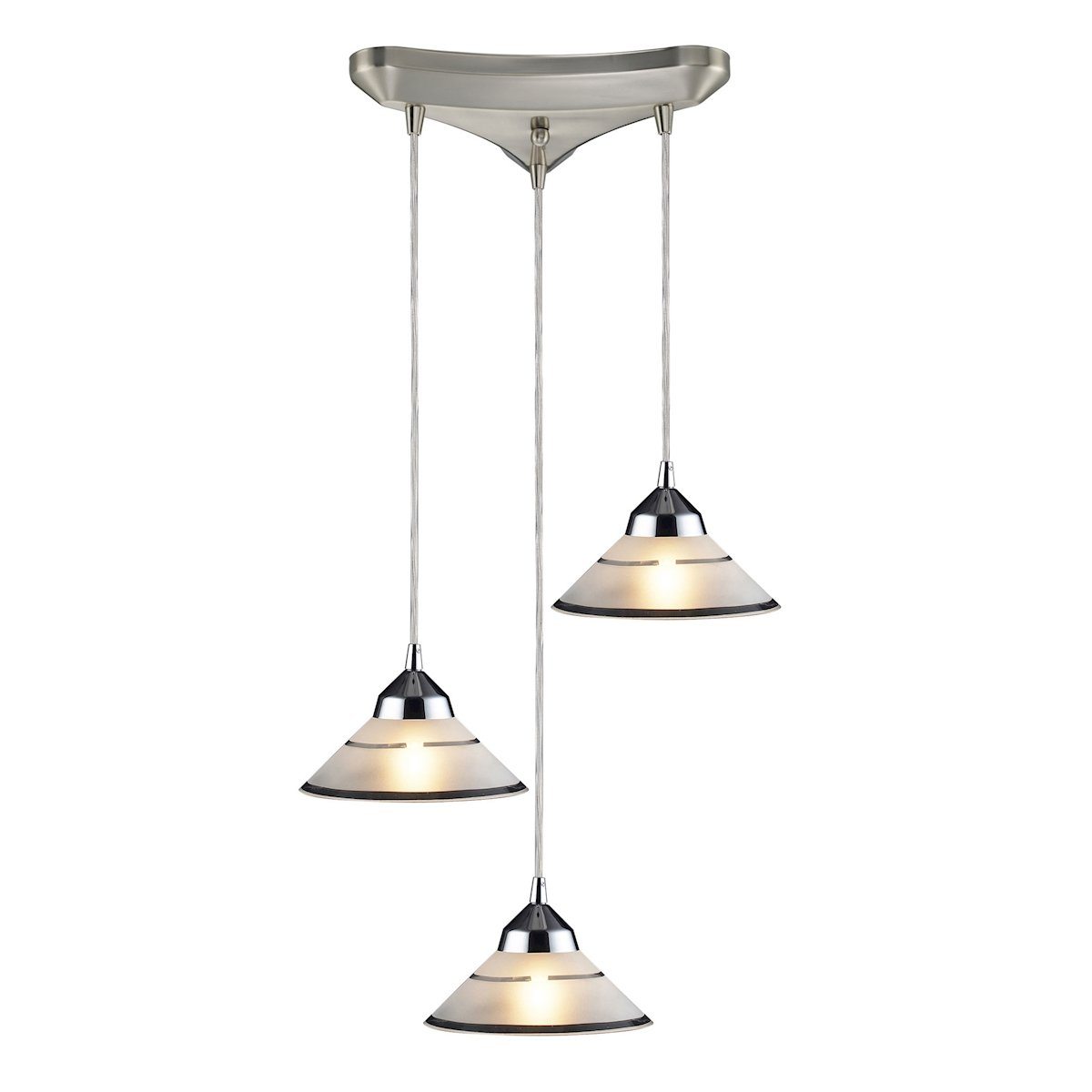 Refraction 3 Light Pendant In Polished Chrome And Etched Clear Glass Ceiling Elk Lighting Default Value 