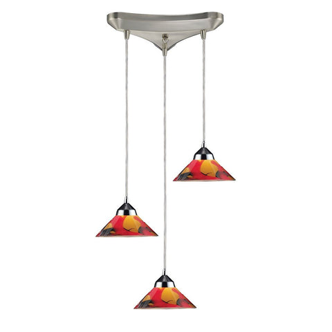 Refraction 3 Light Pendant In Polished Chrome And Jasper Glass Ceiling Elk Lighting 