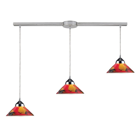 Refraction 3 Light Pendant In Polished Chrome And Jasper Glass Ceiling Elk Lighting 