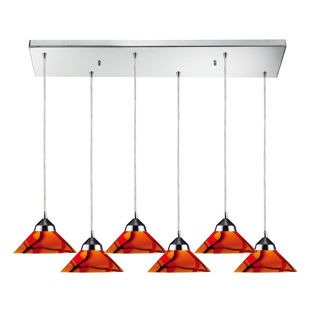 Refraction 6 Light Pendant In Polished Chrome And Jasper Glass Ceiling Elk Lighting 