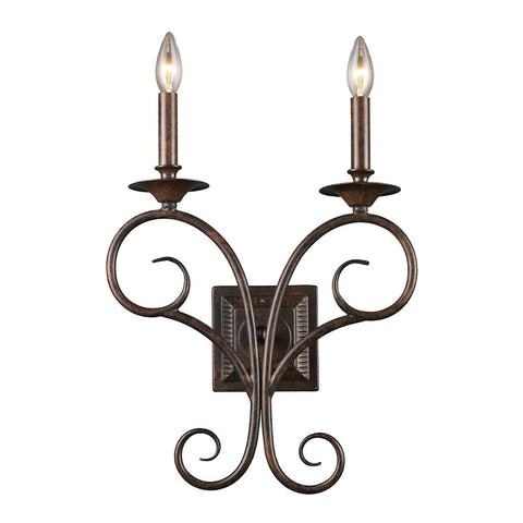 Gloucester 2 Light Wall Sconce In Weathered Bronze Wall Sconce Elk Lighting 