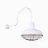 14" Gooseneck Light Warehouse Shade, QSNHL-C Arm (Choose Finish and Accessory Options) Outdoor Hi-Lite White Wire Guard 